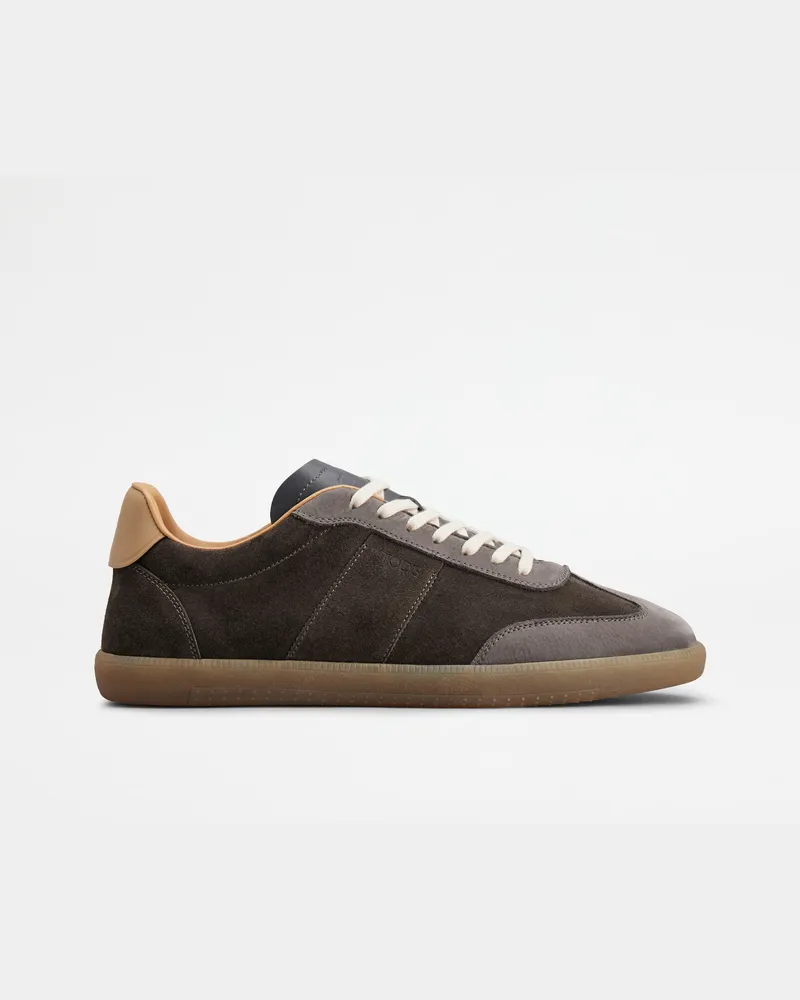 TOD'S Tabs Sneakers aus Nubukleder, BRAUN,GRAU Shoes Braun