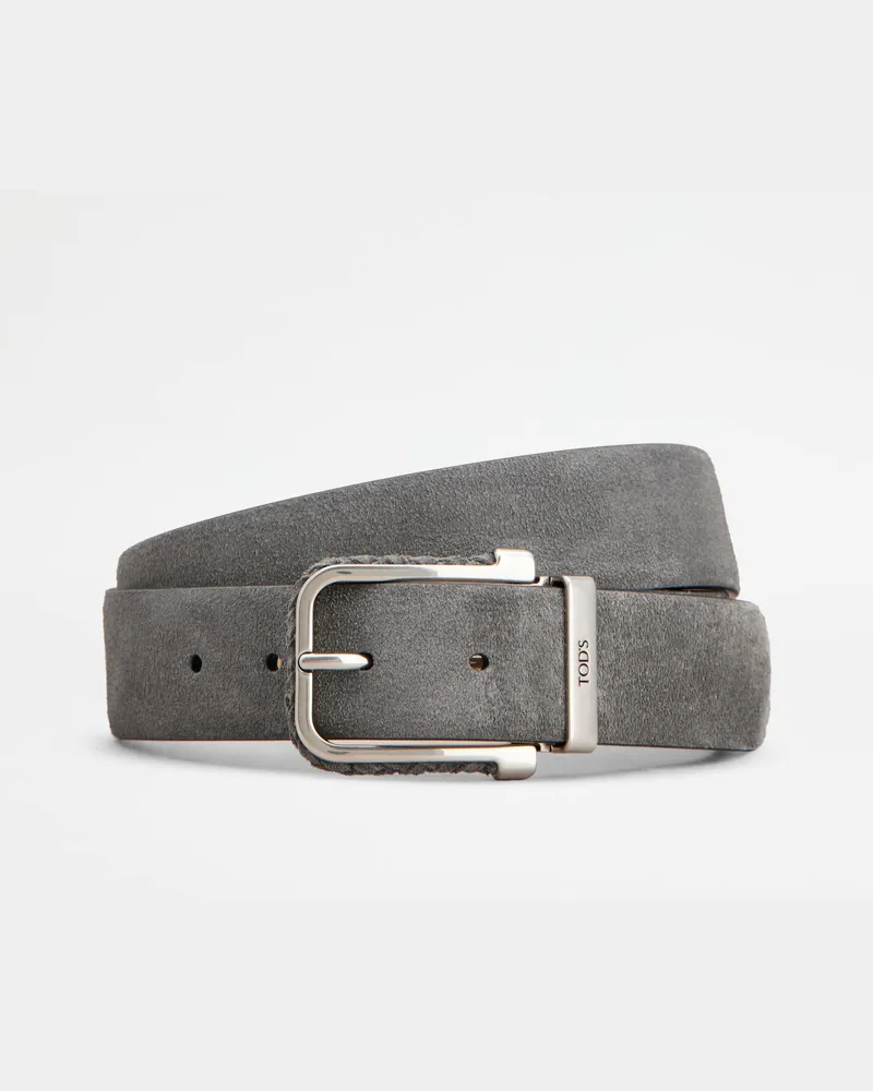 TOD'S Gürtel aus Velourleder, GRAU, 95 - Belts Grau