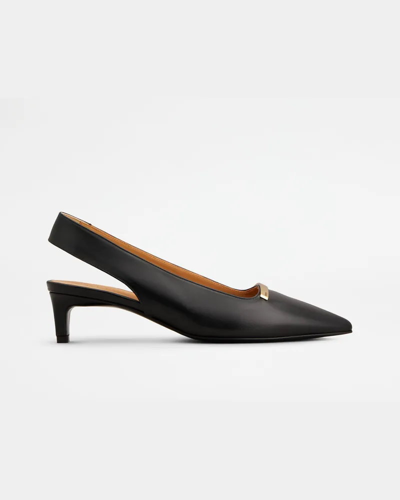 TOD'S Slingback-Pumps aus Leder, SCHWARZ Shoes Schwarz