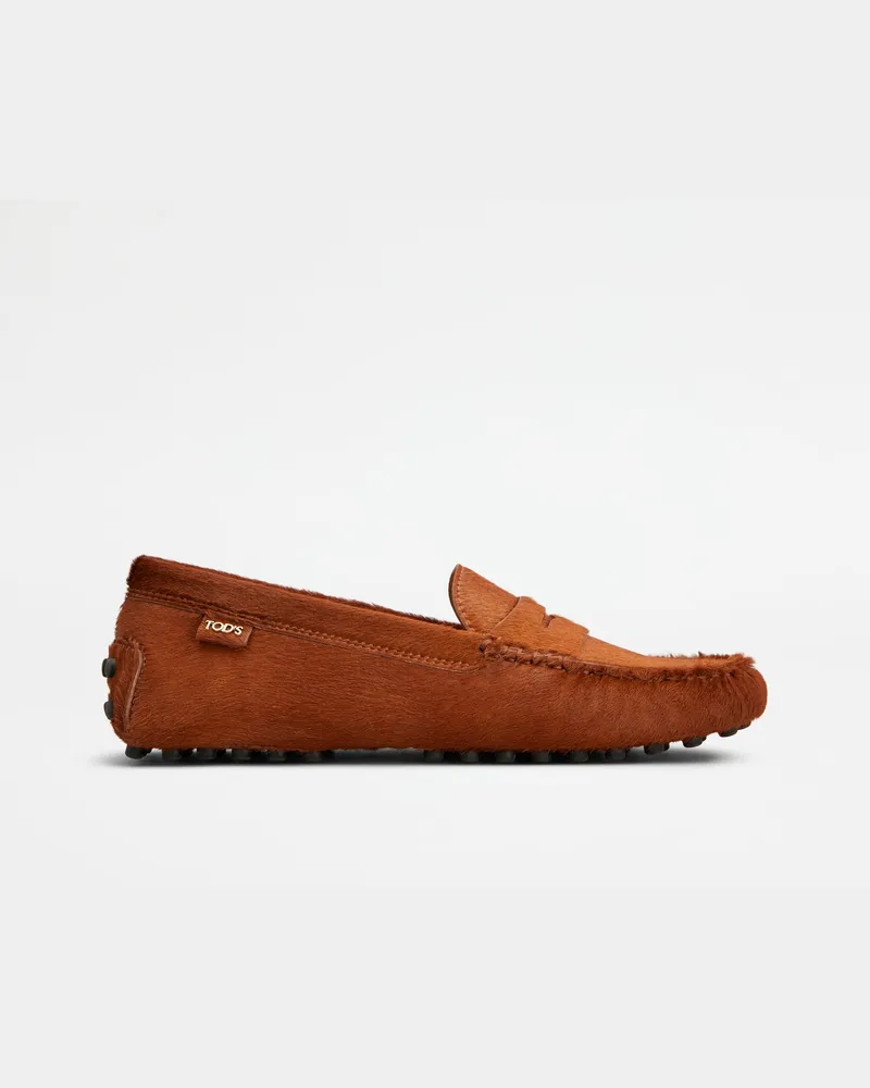TOD'S Mokassins Gommino aus Leder in Ponyfell-Optik, BRAUN Shoes Braun