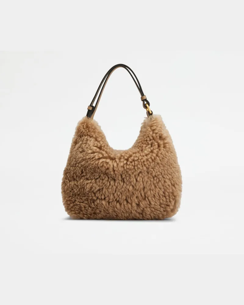 TOD'S Mini Bag Metal Dots aus Shearling, BEIGE,  - Bags Beige