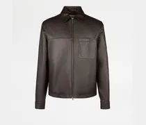 Overshirt aus Leder, BRAUN, XX - Coat / Trench