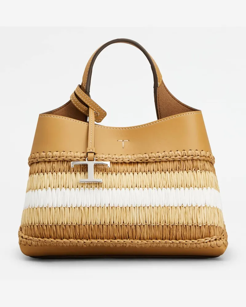 TOD'S Tasche aus Leder und Bast Micro, WEISS,BEIGE,BRAUN,  - Bags Weiss