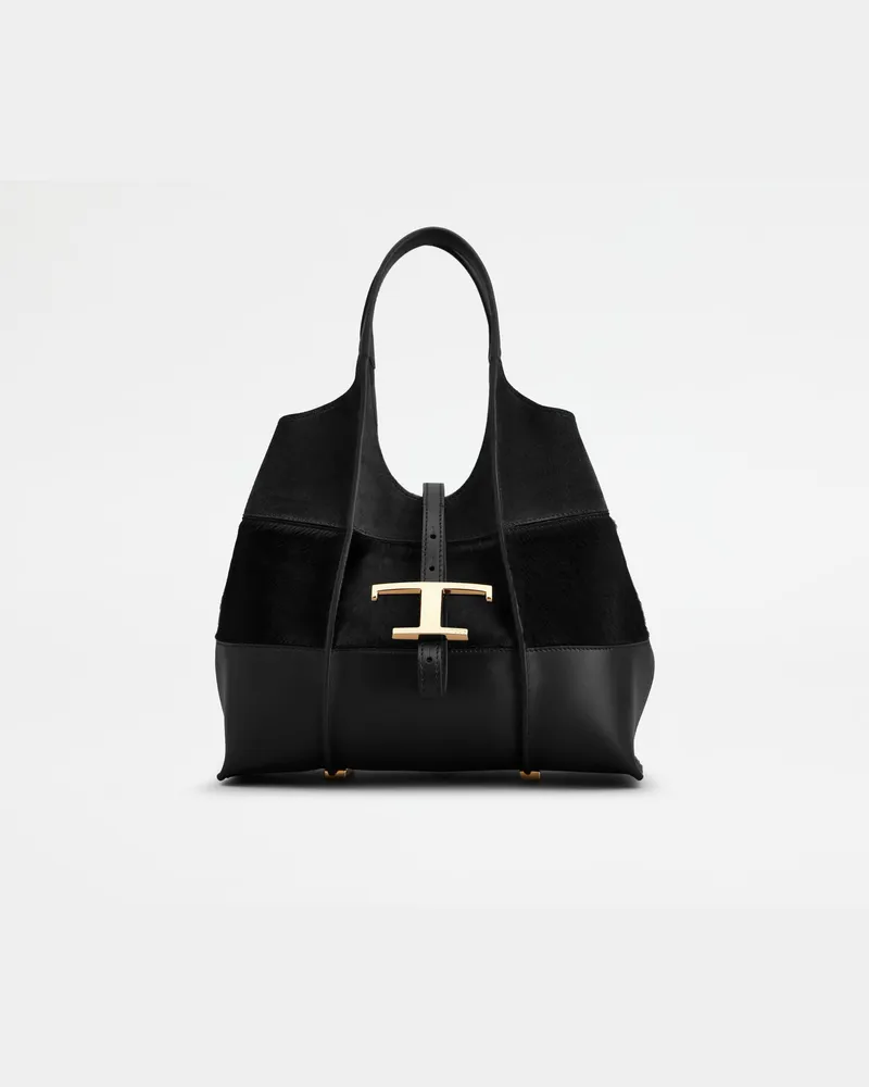TOD'S Shopper T Timeless aus Leder Mini, SCHWARZ,  - Bags Schwarz