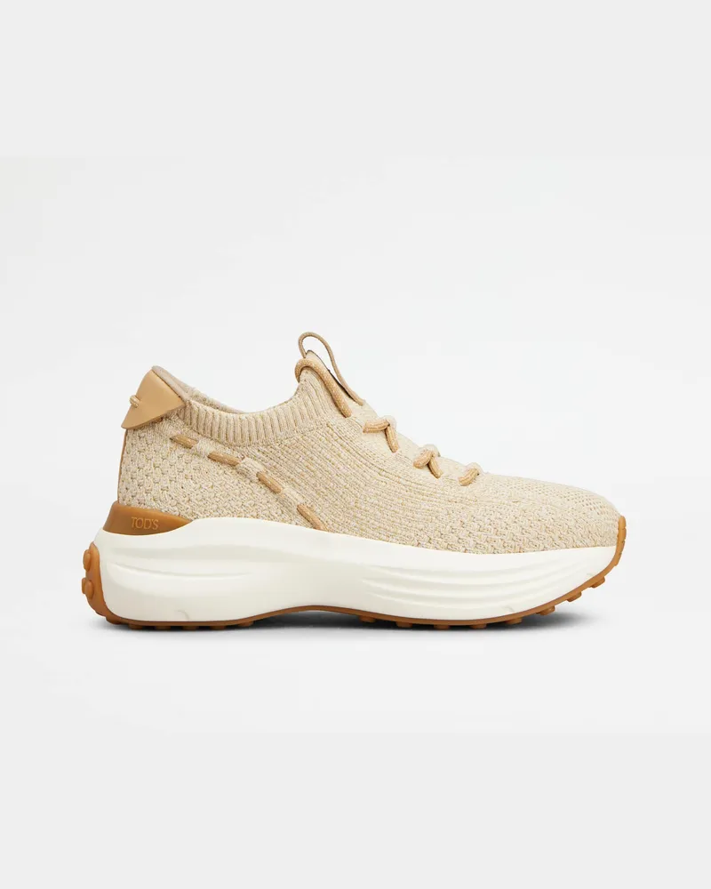 TOD'S Sock-Sneakers aus technischem Gewebe und Leder, BEIGE Shoes Beige