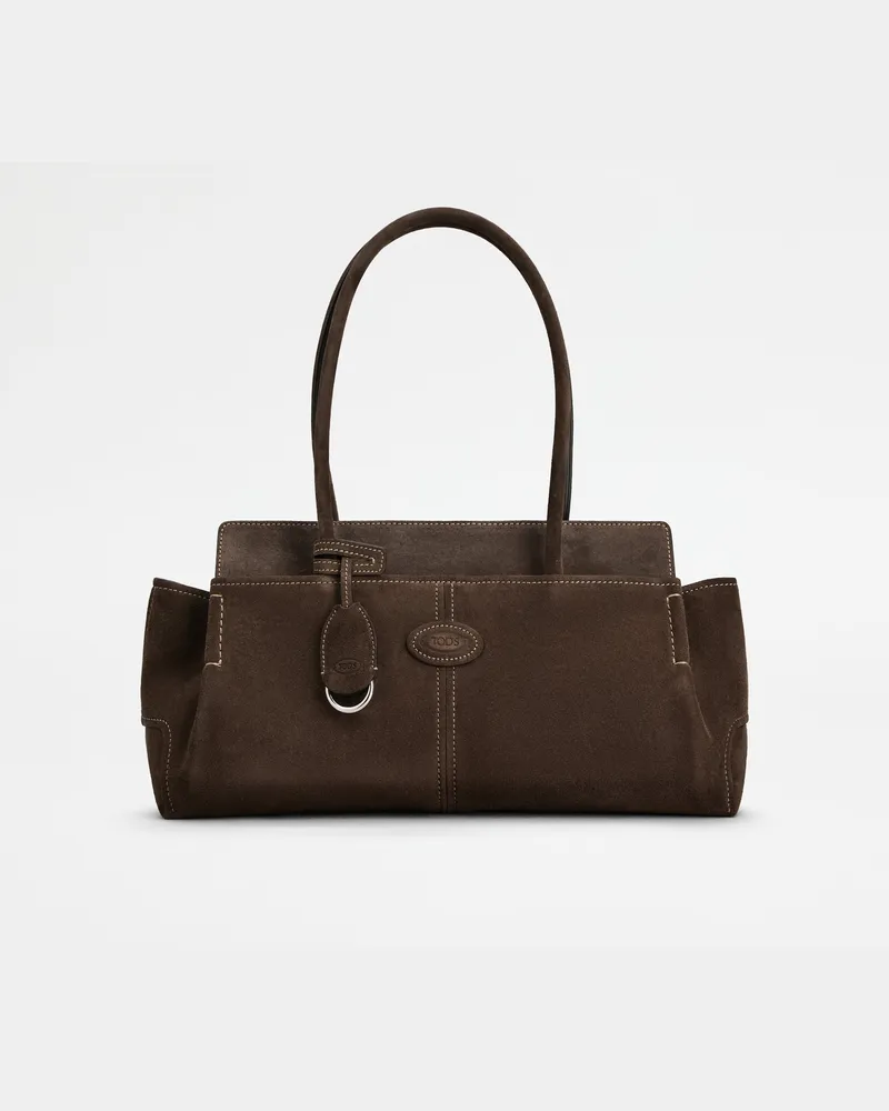 TOD'S Schultertasche aus Velourseder Small, BRAUN,  - Bags Braun