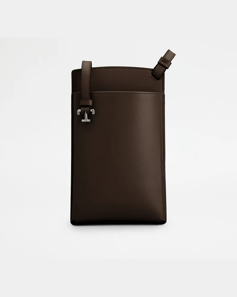 TOD'S Handy-Etui aus Leder Medium, BRAUN,  - Wallets Braun