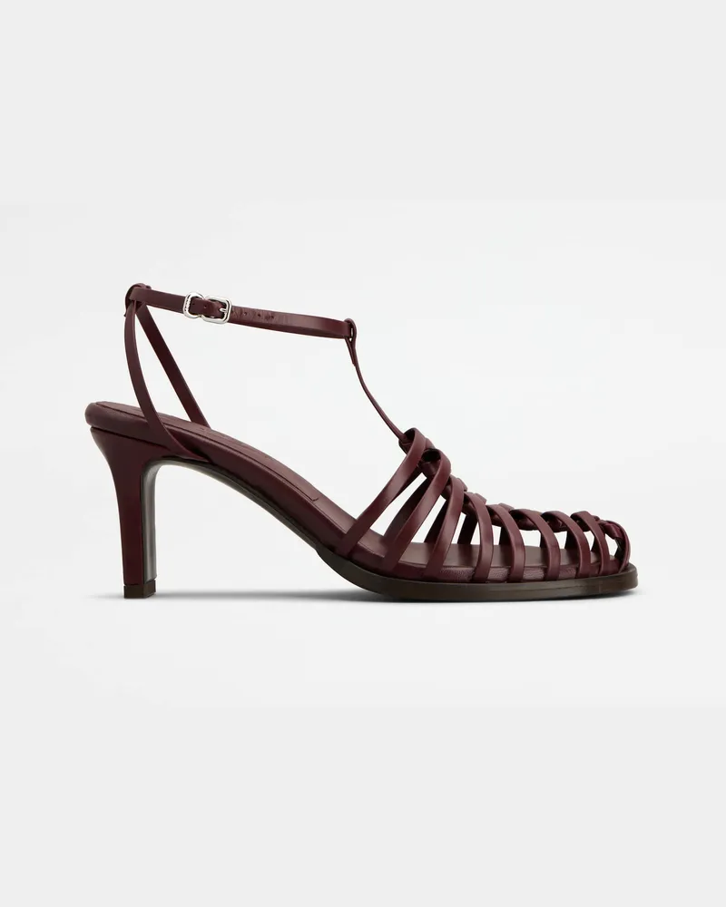TOD'S Sandalen aus Leder, BORDEAUX Shoes Bordeaux