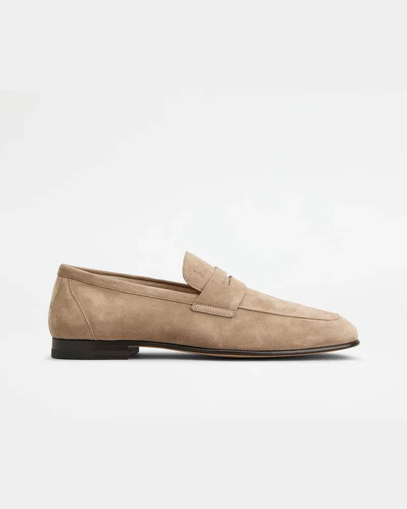 TOD'S Loafers aus Pashmy-Veloursleder, BEIGE Shoes Beige