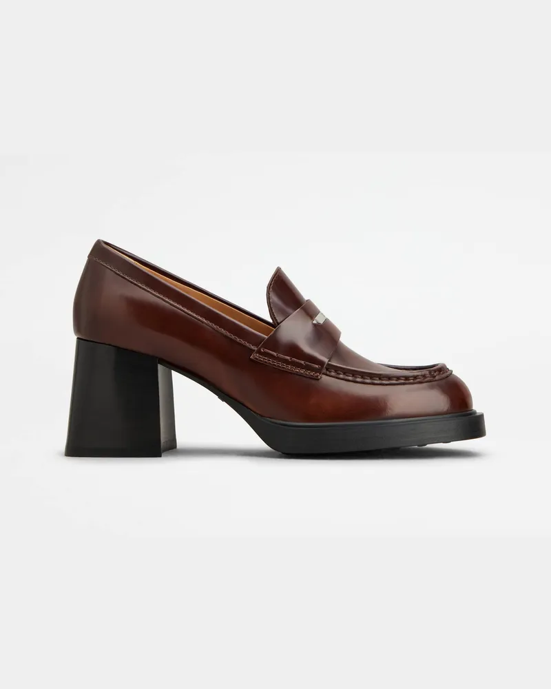 TOD'S Loafers aus Leder mit Absatz, BRAUN Shoes Braun