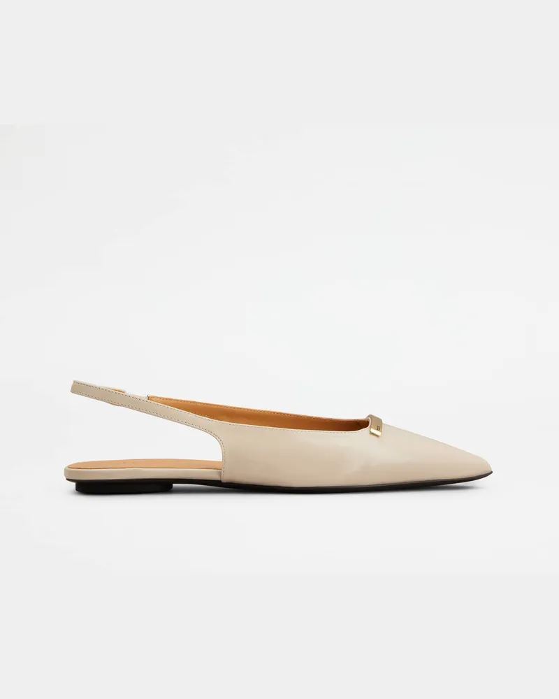 TOD'S Slingback-Ballerinas aus Leder, CREME Shoes Creme