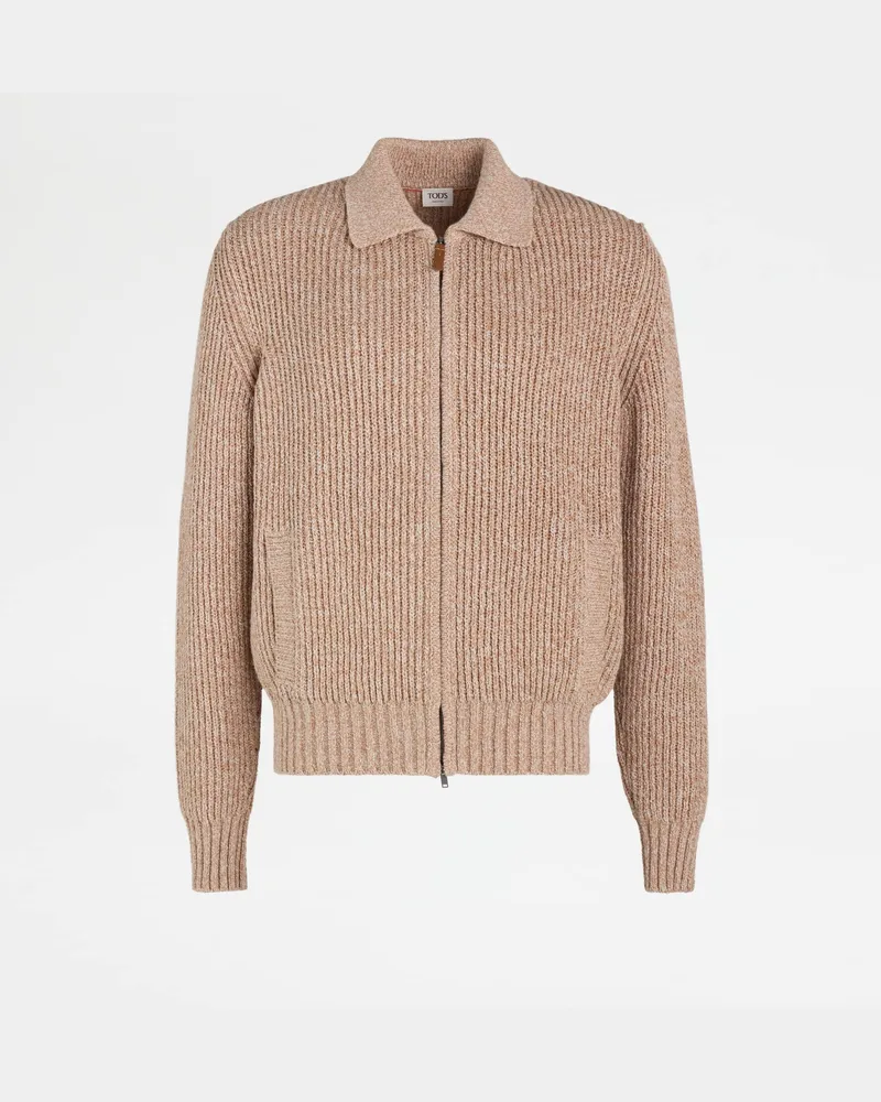 TOD'S Cardigan aus Mouliné-Baumwolle, ROSA,WEISS,GRAU, XX - Knitwear Rosa