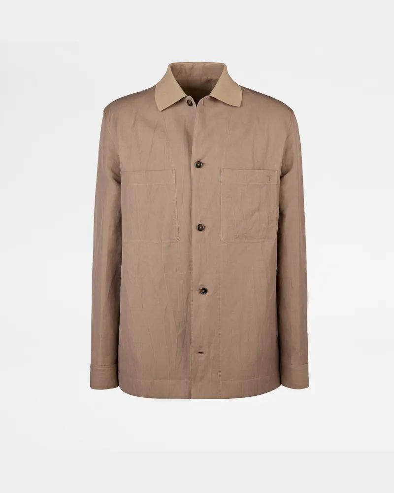 TOD'S Overshirt aus einer Leinenmischung, BEIGE Coat / Trench Beige