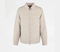Overshirt in Panno Double di Lana, CREME, XX - Coat / Trench