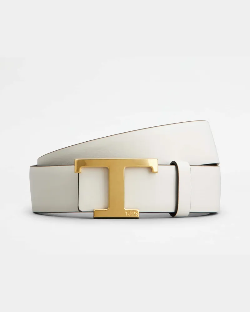 TOD'S Wendbarer Gürtel T Timeless aus Leder, BRAUN,CREME Belts Braun