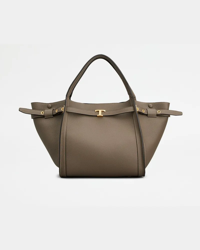 TOD'S Shopper T Signature aus Leder Small, GRAU,  - Bags Grau