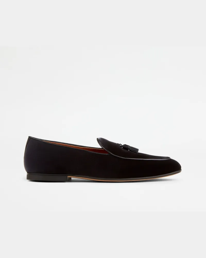 TOD'S Loafers mit Tasseln aus Samt, SCHWARZ Shoes Schwarz