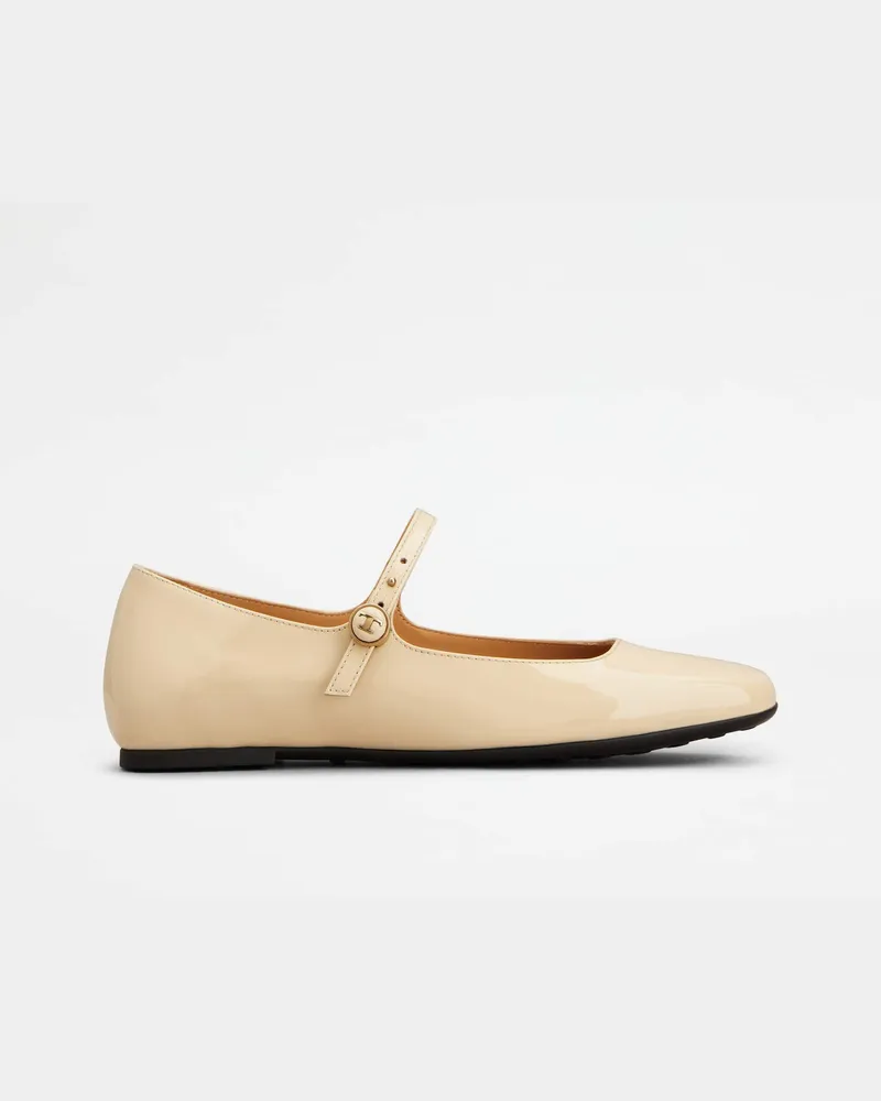 TOD'S Ballerinas aus Lackleder, BEIGE Shoes Beige