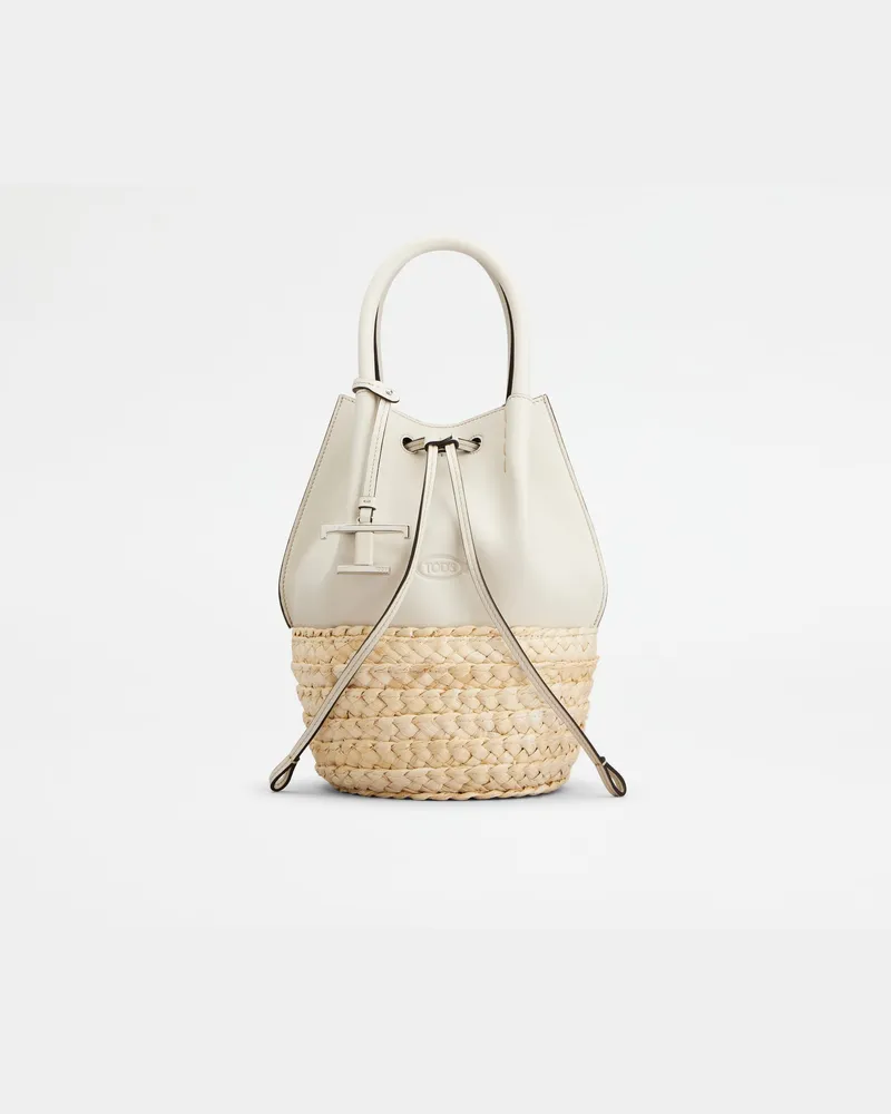 TOD'S Beuteltasche aus Stroh und Leder Mini, NATUR,WEISS,  - Bags Natur