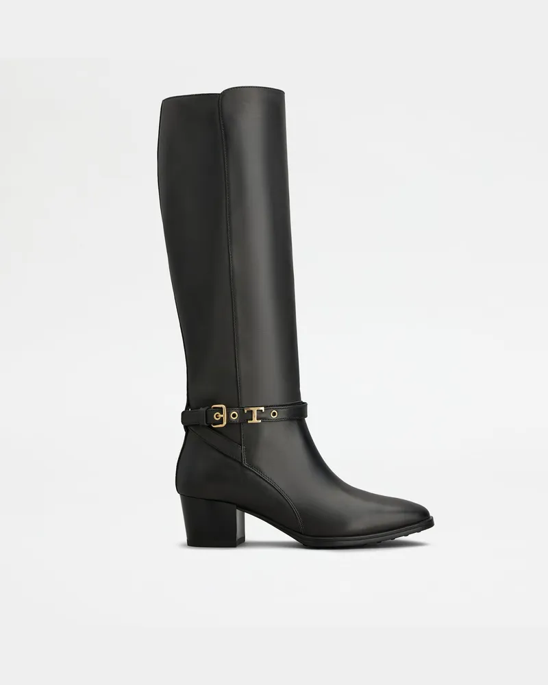 TOD'S Stiefel aus Leder, SCHWARZ Shoes Schwarz