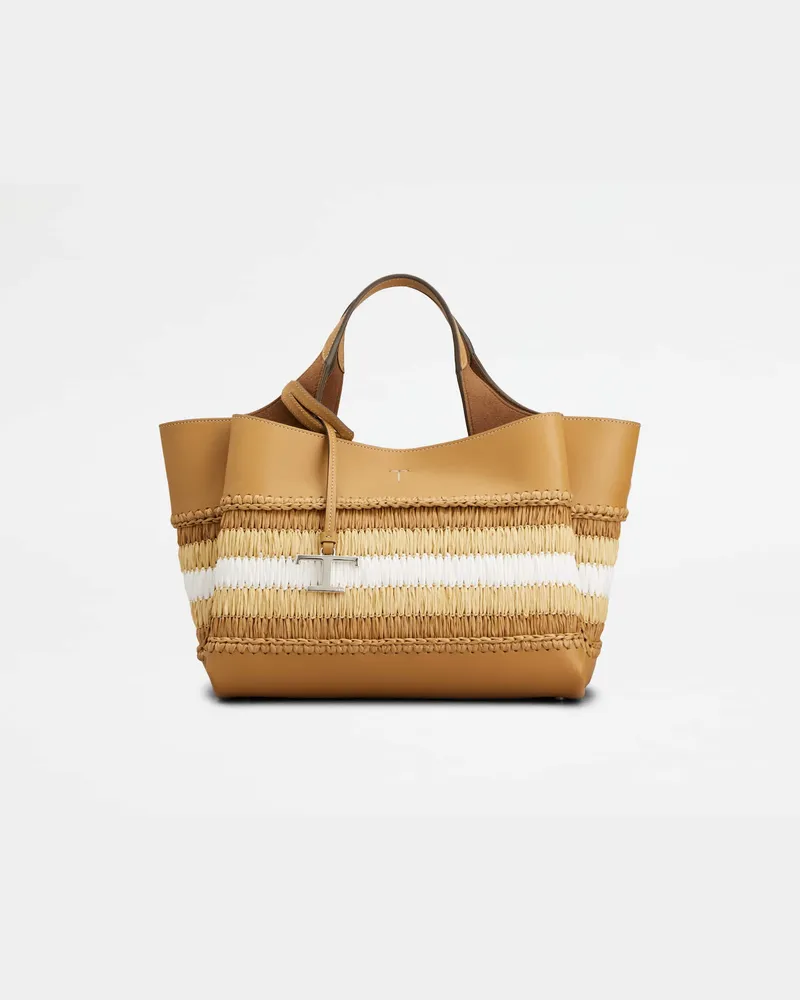 TOD'S Tasche aus Leder und Bast Mini, WEISS,BEIGE,BRAUN,  - Bags Weiss