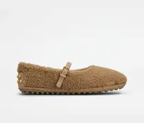 Ballerinas Metal Dots aus Shearling, BEIGE Shoes