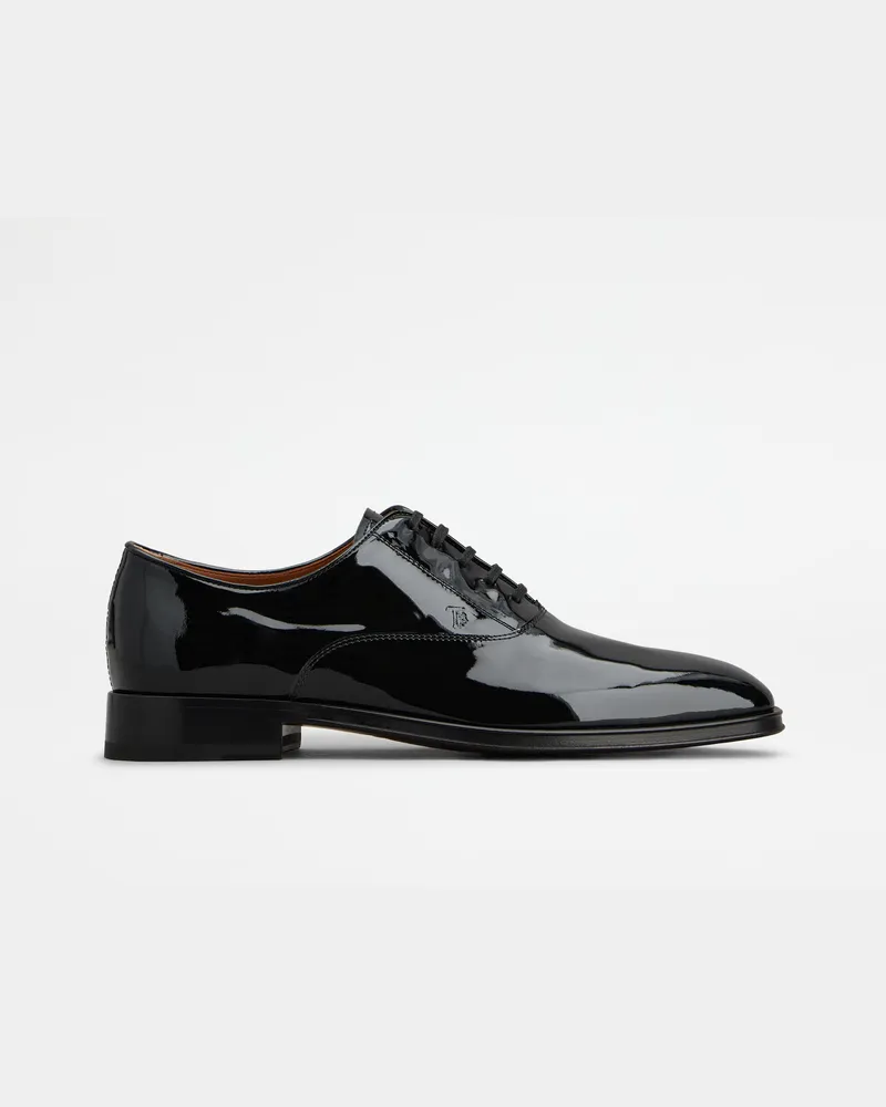 TOD'S Schnürschuhe aus Lackleder, SCHWARZ Shoes Schwarz
