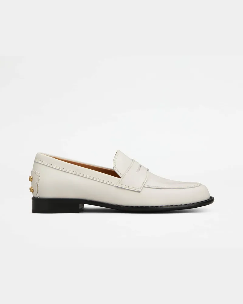 TOD'S Loafers Metal Dots aus Leder, WEISS Shoes Weiss