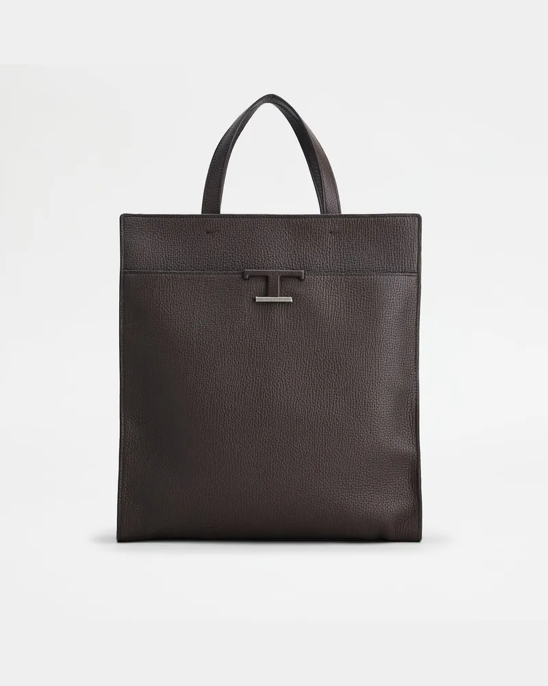 TOD'S Shopping Bag T Timeless Medium aus Leder, BRAUN,  - Bags Braun