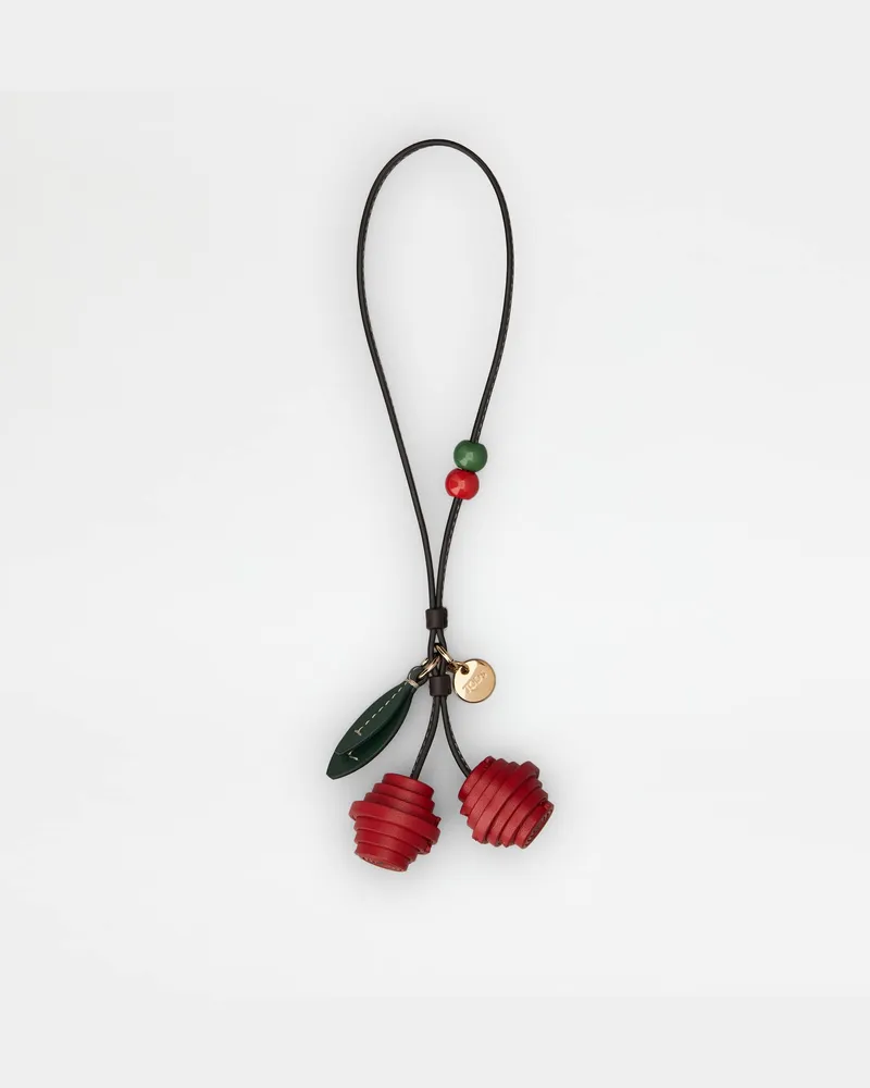 TOD'S Kirschen-Charm aus Leder, BRAUN,ROT,  - Wallets Braun