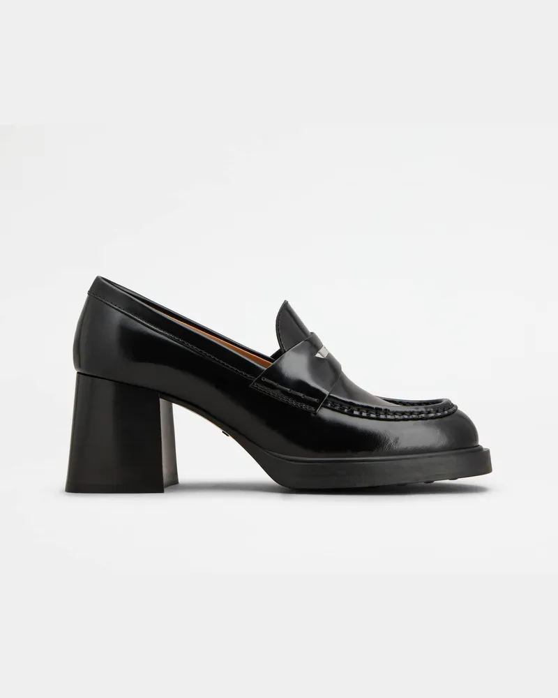 TOD'S Loafers aus Leder mit Absatz, SCHWARZ Shoes Schwarz