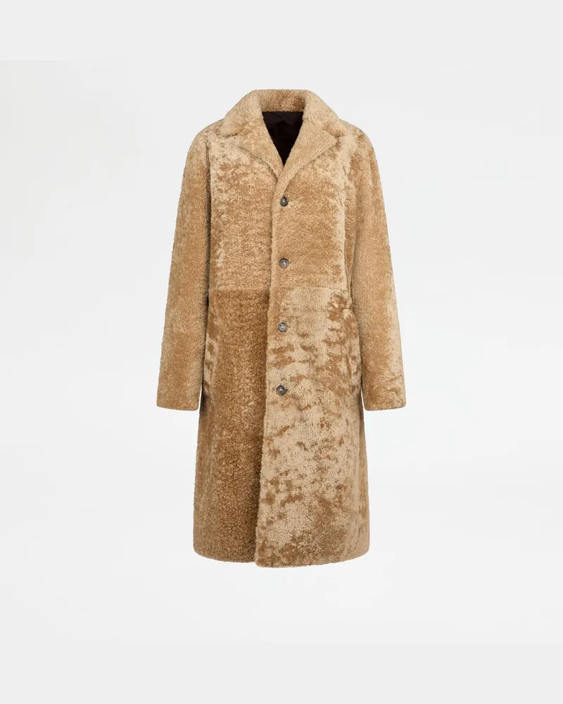 TOD'S Mantel aus Shearling, BEIGE Coat / Trench Beige