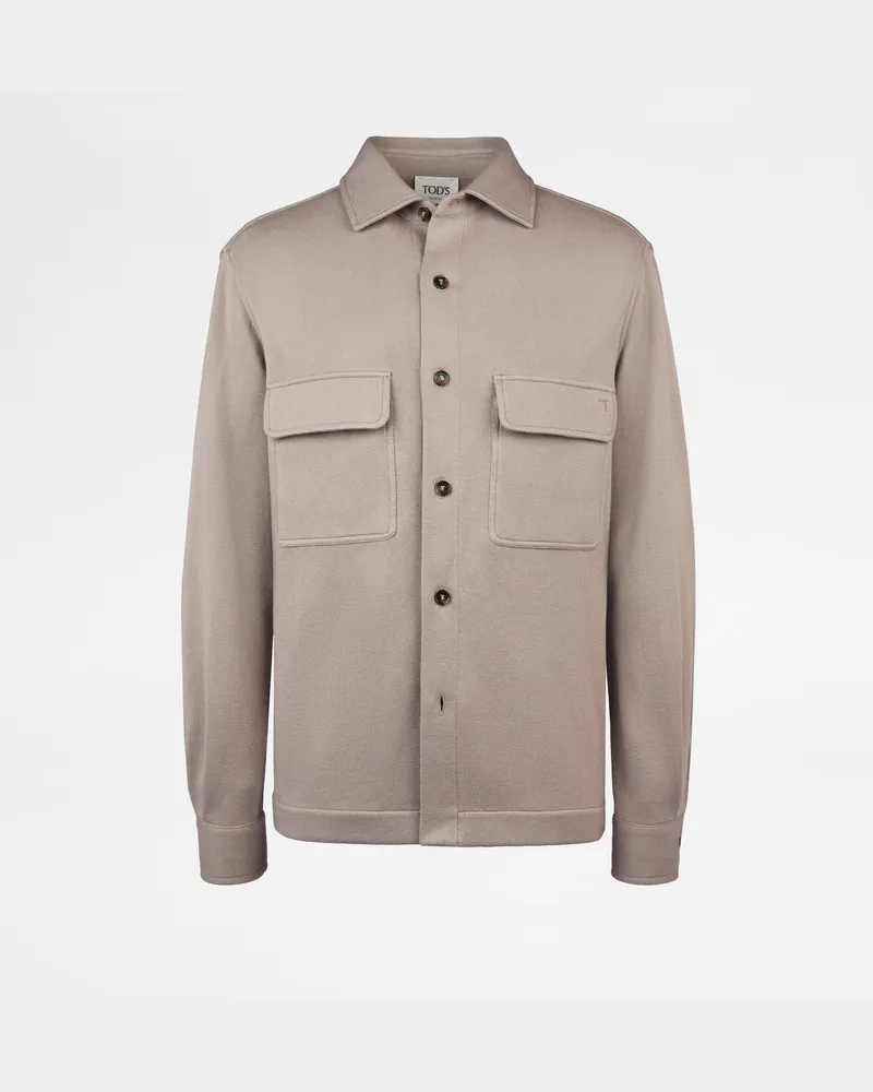 TOD'S Shirt Jacket aus einer Jersey-Seiden-Mischung, BEIGE Coat / Trench Beige