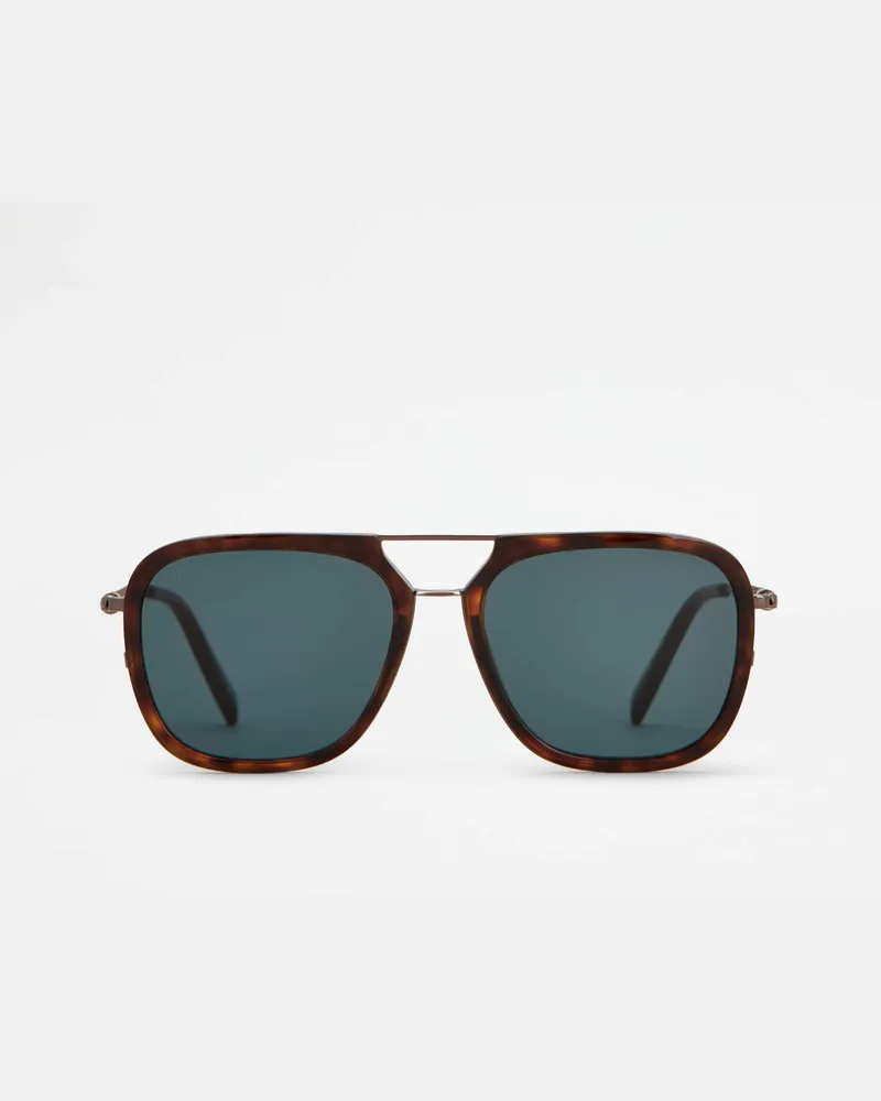 TOD'S Sonnenbrille mit Bügeln aus Leder, BRAUN,  - Sunglasses Braun
