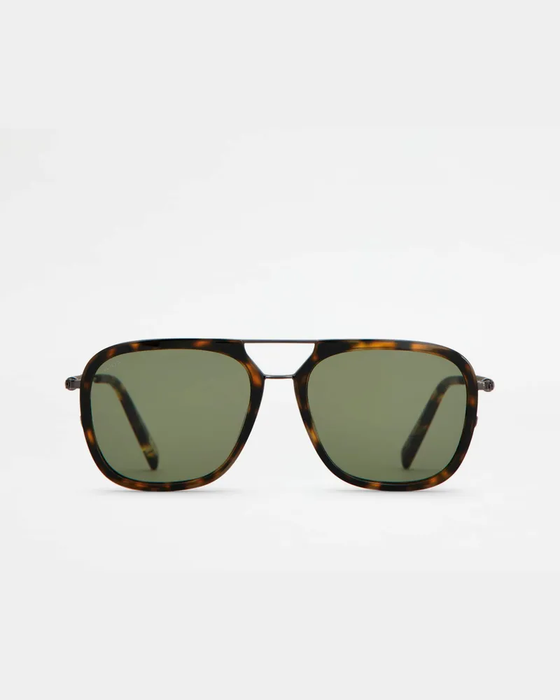 TOD'S Sonnenbrille mit Bügeln aus Leder, BRAUN,  - Sunglasses Braun