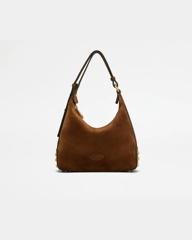 TOD'S Mini Bag Metal Dots aus Veloursleder, BRAUN,  - Bags Braun