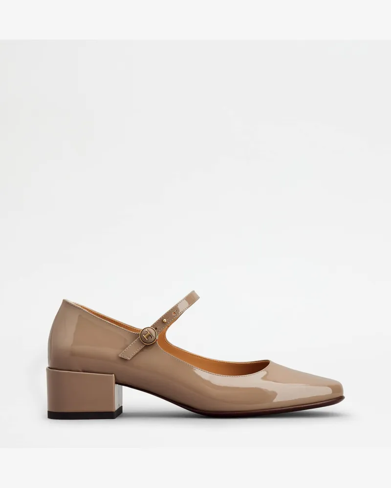 TOD'S Mary-Jane-Pumps aus Leder, BEIGE Shoes Beige
