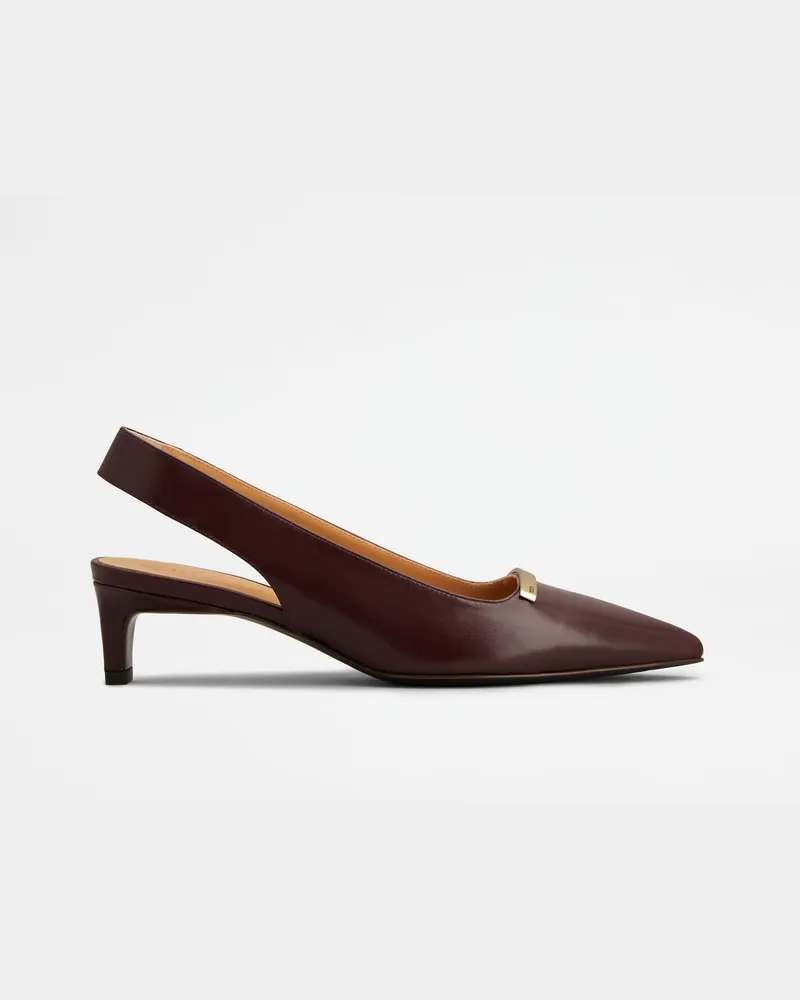 TOD'S Slingback-Pumps aus Leder, BORDEAUX Shoes Bordeaux