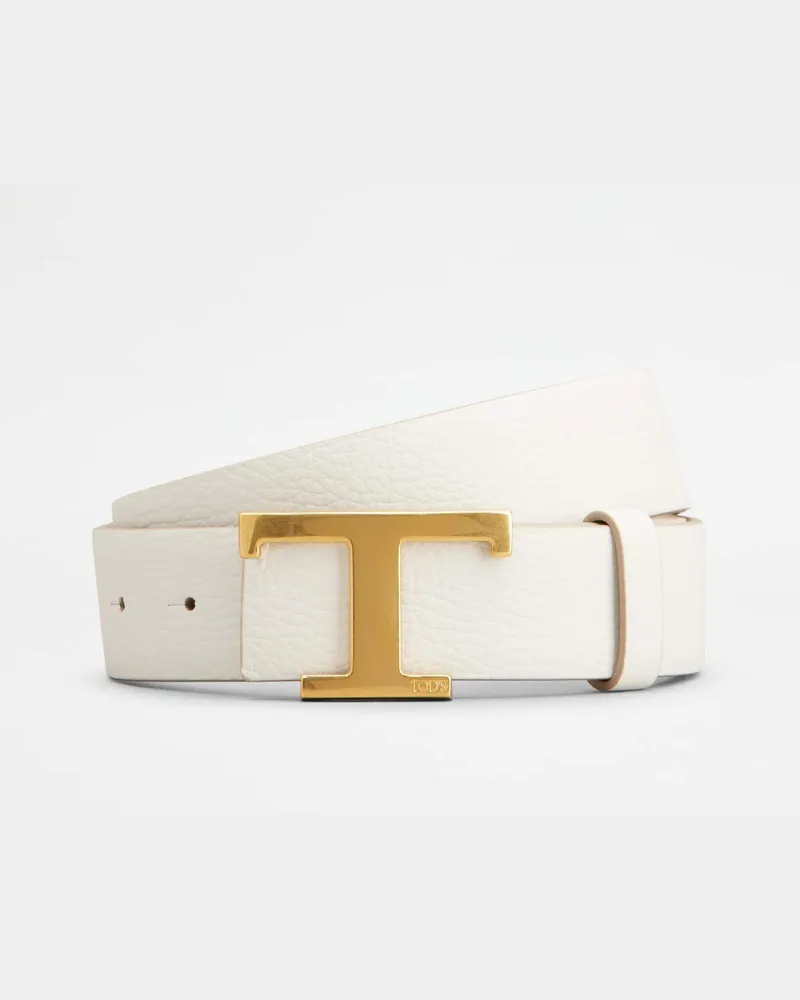 TOD'S Wendbarer Gürtel T Timeless aus Leder, WEISS, 95 - Belts Weiss