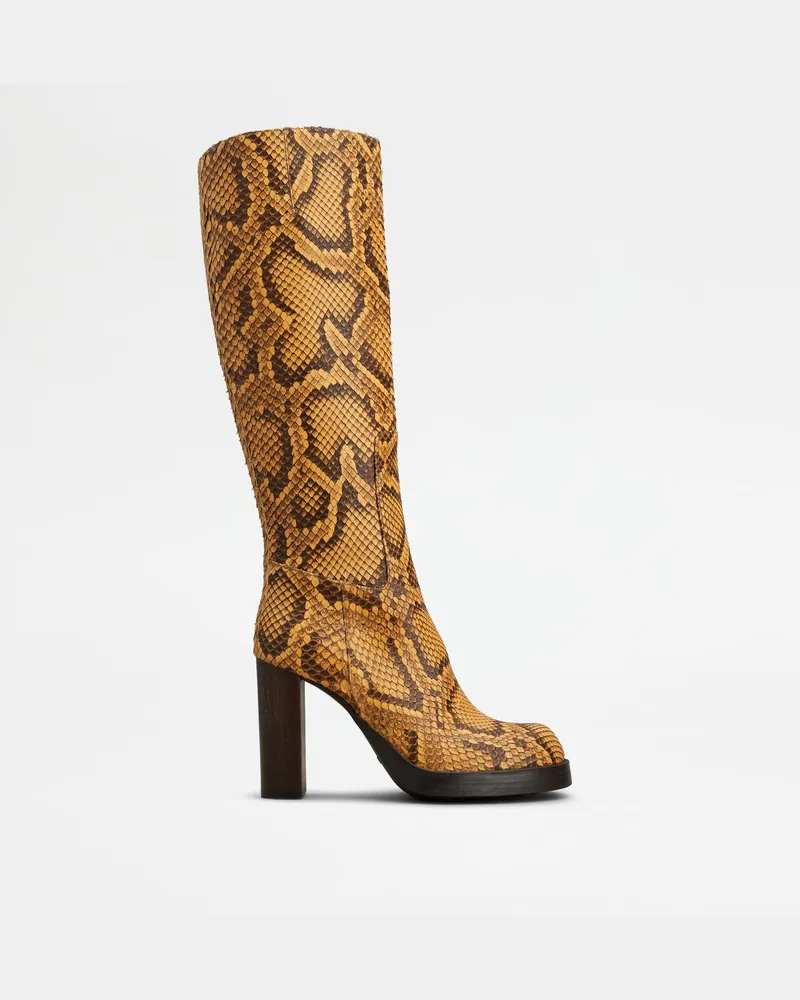 TOD'S Stiefel aus Pythonleder, GELB Shoes Gelb