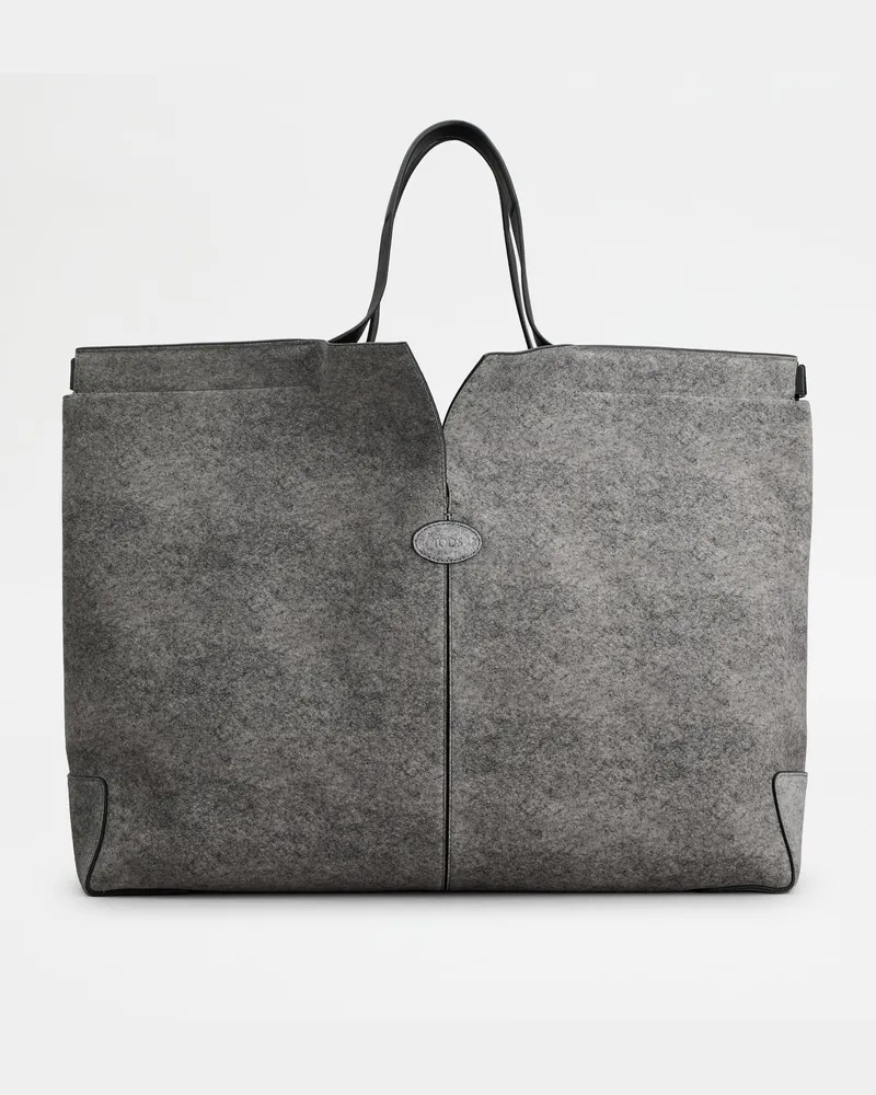 TOD'S Di Bag Folio aus Veloursleder Maxi, SCHWARZ,GRAU,  - Bags Schwarz