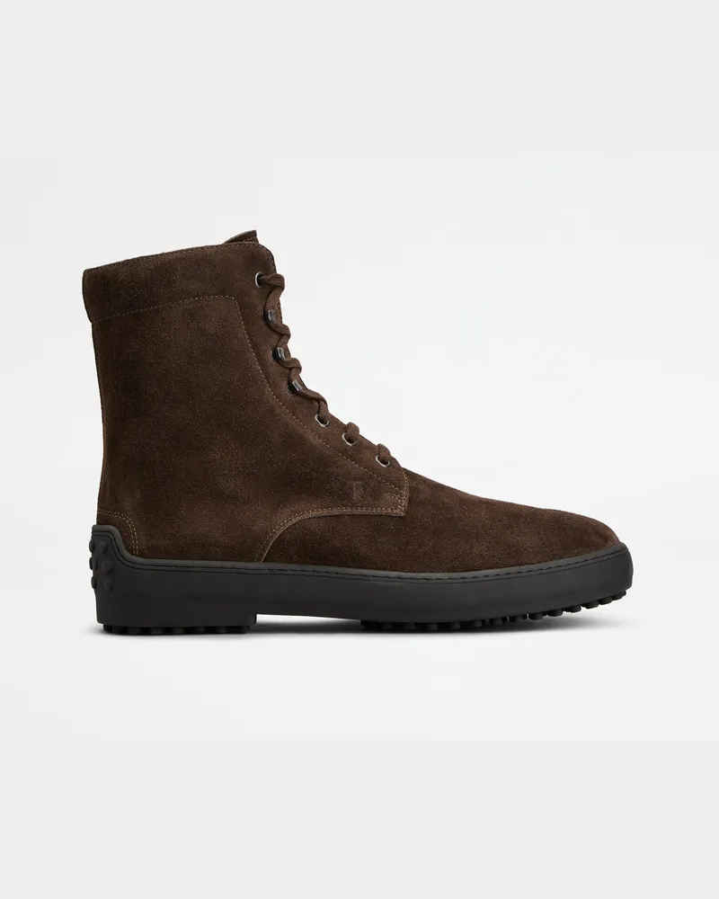 TOD'S Stiefeletten Winter Gommino aus Veloursleder, BRAUN Shoes Braun