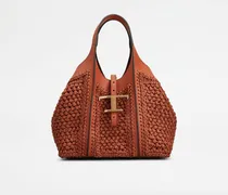 Shoppingtasche T Timeless aus Bast und Leder Medium, ORANGE,  - Bags