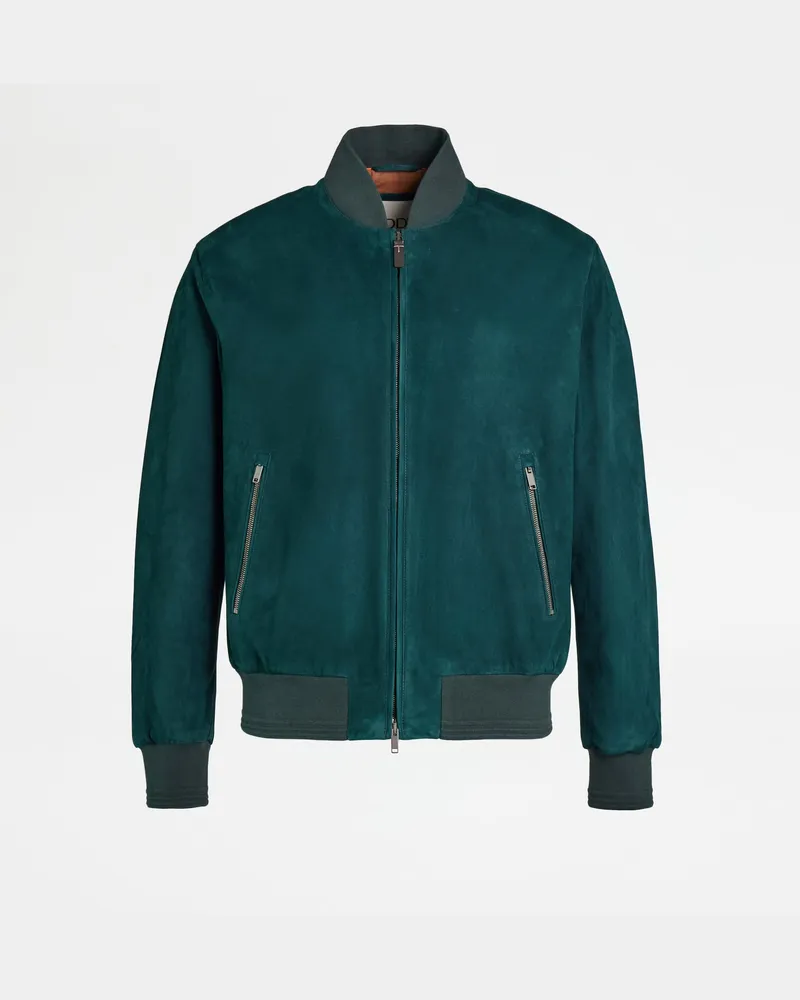 TOD'S Bomberjacke Brera aus Pashmy-Veloursleder, GRÜN Coat / Trench Grün
