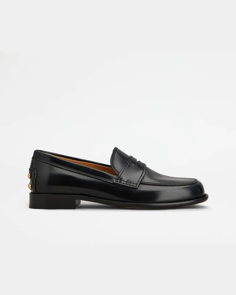TOD'S Loafers Metal Dots aus Leder, SCHWARZ Shoes Schwarz