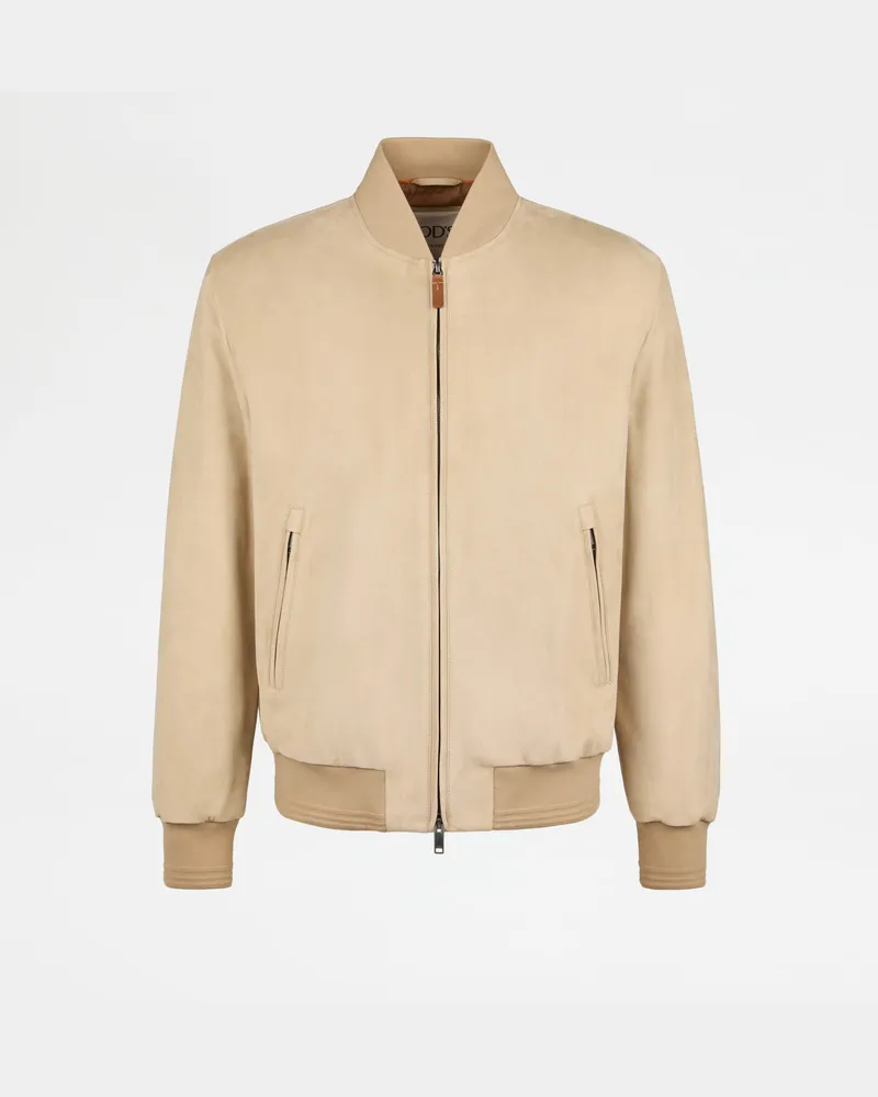 TOD'S Bomberjacke Brera aus Pashmy-Veloursleder, BEIGE, XX - Coat / Trench Beige