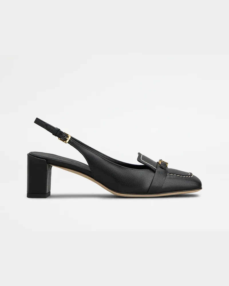 TOD'S Slingback-Pumps aus Leder, SCHWARZ Shoes Schwarz