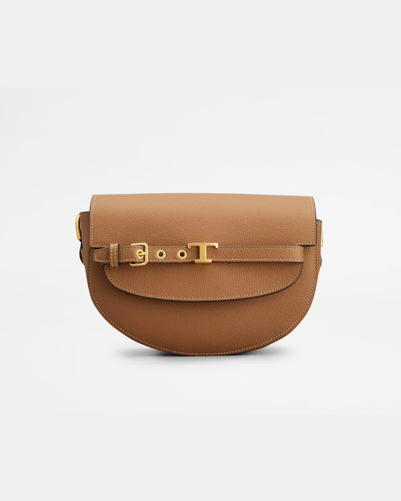 TOD'S Umhängetasche T Signature aus Leder Mini, BRAUN,  - Bags Braun