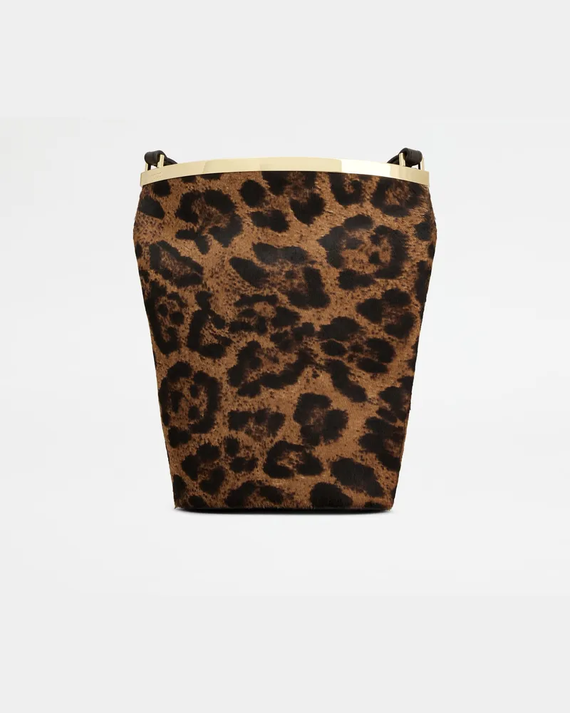 TOD'S Tod’ s Magenta Bag Beuteltasche aus Leder in Ponyfell-Optik Mini, BRAUN,  - Bags Braun