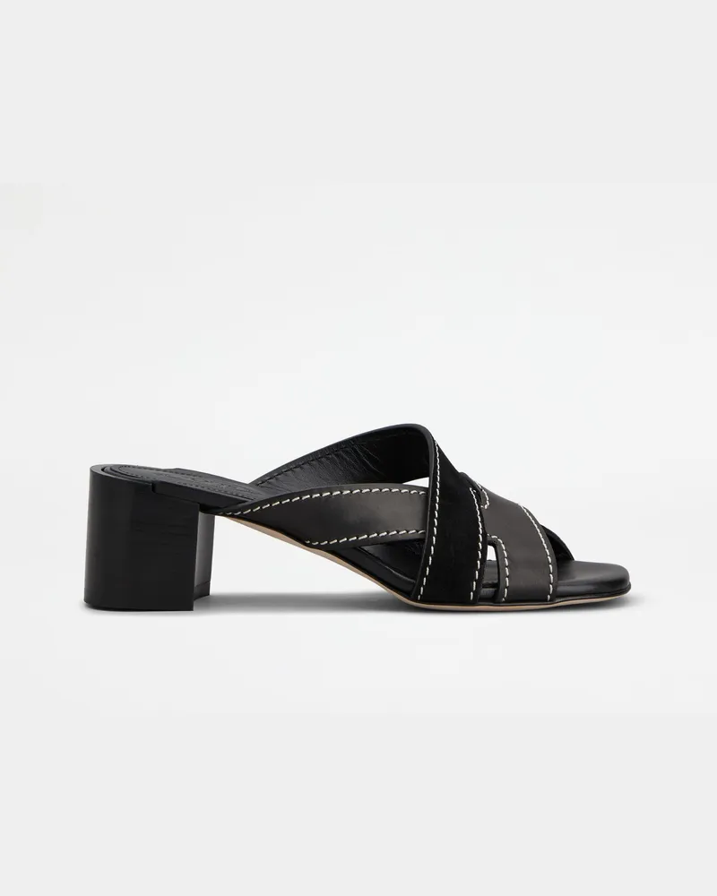TOD'S Sandalen aus Leder, SCHWARZ Shoes Schwarz